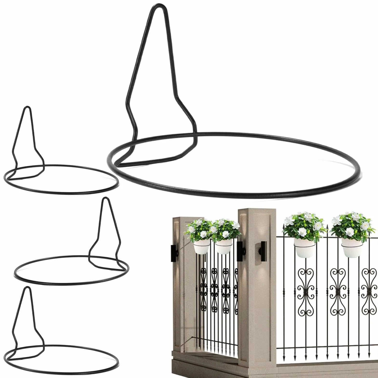 Genérico Soporte Macetas Pared | 4 Piezas De Hierro Estable Y Resistente,Colgador de macetas de pared,para dormitorio salón balcón barandilla jardín patio interior exterior Chlorophytum Comosum