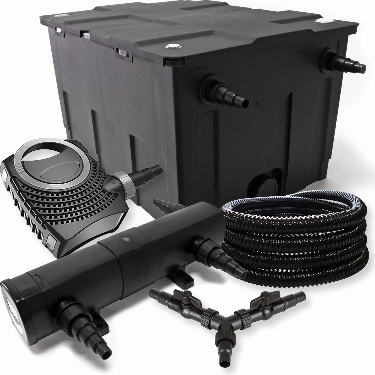 SunSun Juego de filtros 60000l Estanque 36W Clarificador neo8000 70W Bomba Manguera de 25m jardin