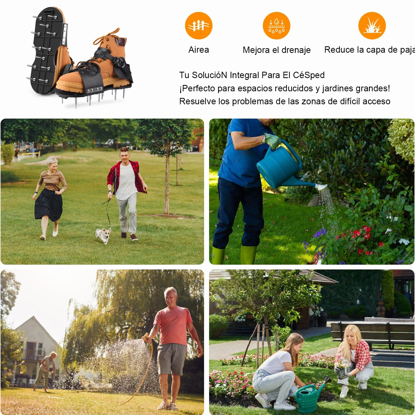 Zapatos Escarificador Cesped, Zapatos con Clavos para Airear el Césped - Zapatos Aerador de Cesped con Correas Pinchos Resistentes para Jardinería y Mantenimiento del Césped para Airear el Suelo