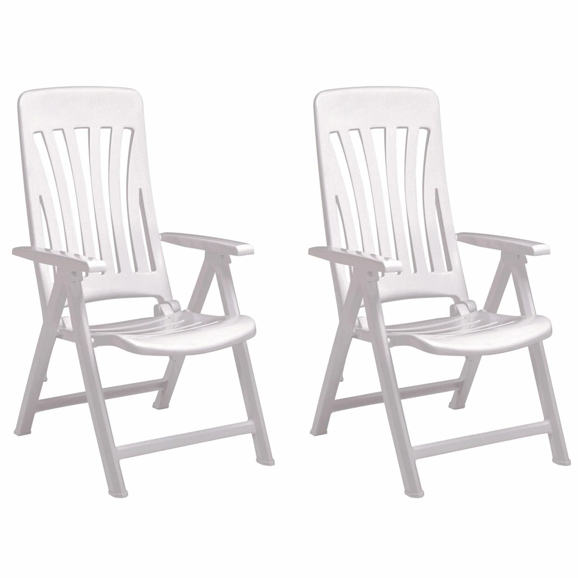 GARBAR BLANES Set 2 Silla con Brazos Multiposiciones Exterior | jardín, terraza, balcón, Playa, Piscina, Picnic, Camping, Catering | diseño, Ligero, Plegable, reclinable | Blanco