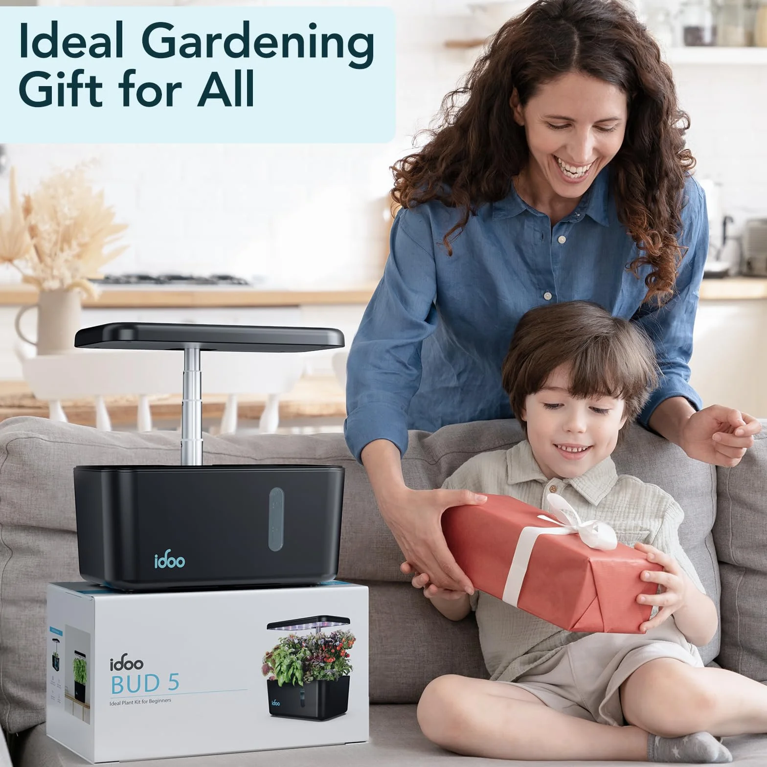 iDOO Sistema de Hidroponia, Interior Cultivo Hidroponico Kit con Iluminación LED Automática, Hidroponia Kit Completo, Huerto Interior con Temporizador Automático, Altura Ajustable, 5 Vainas