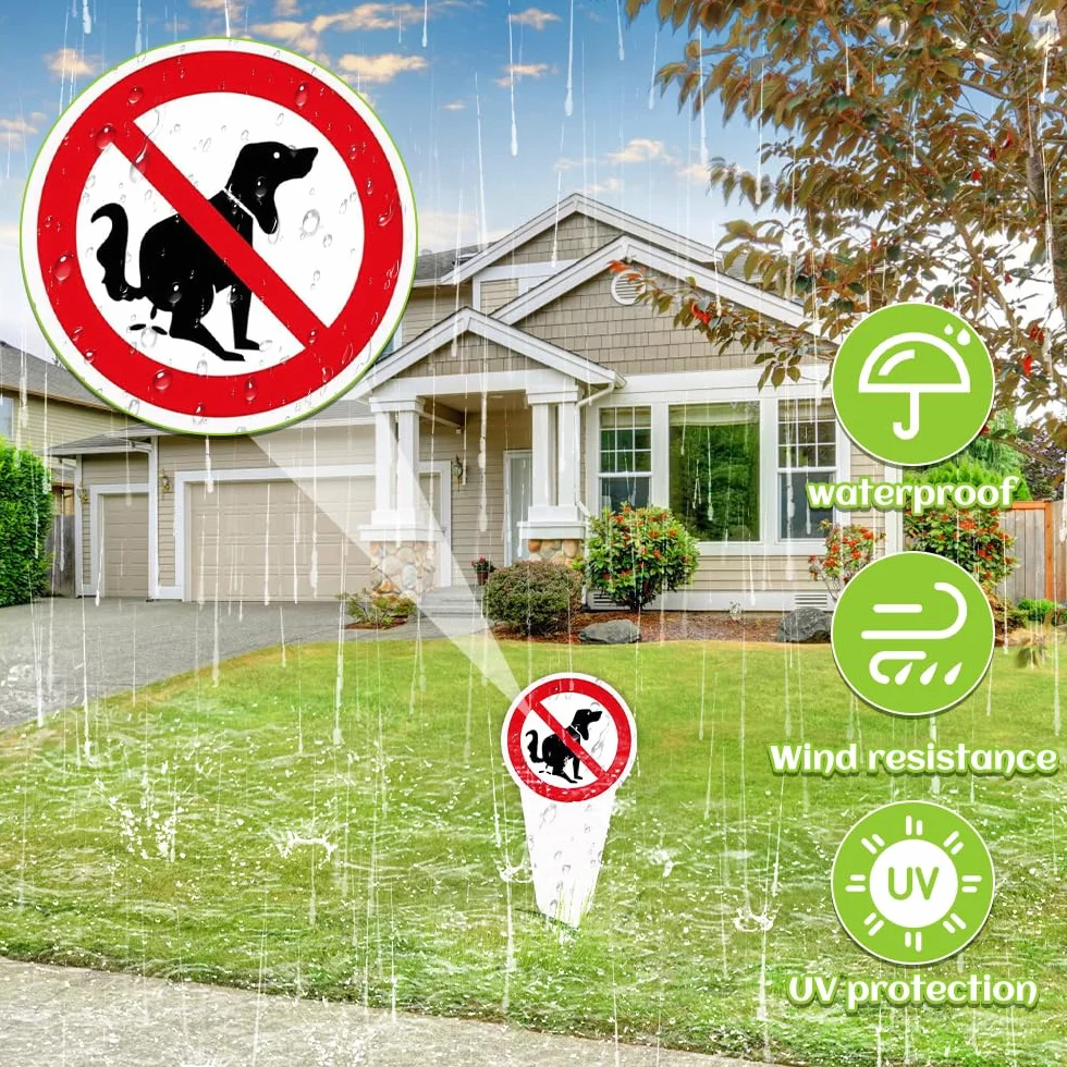 4 Piezas Cartel Prohibido Caca Perros, 30 x 15 cm Prohibido Caca Perro, Prohibido Cagadas de Perro Señal para Jardín Parque, Protección UV Resistente a La Intemperie, PVC