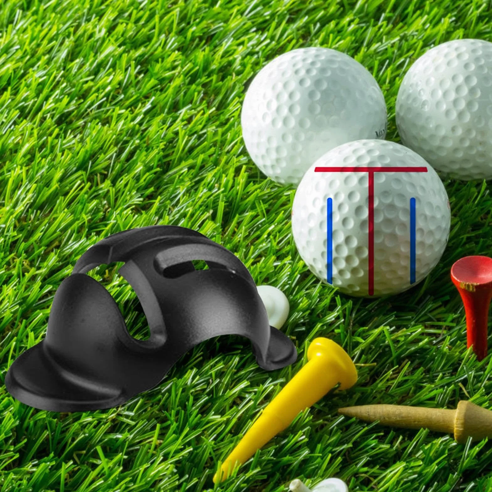 Herramienta de marcado de alineación de pelotas de golf, diseño reversible, 2 unidades