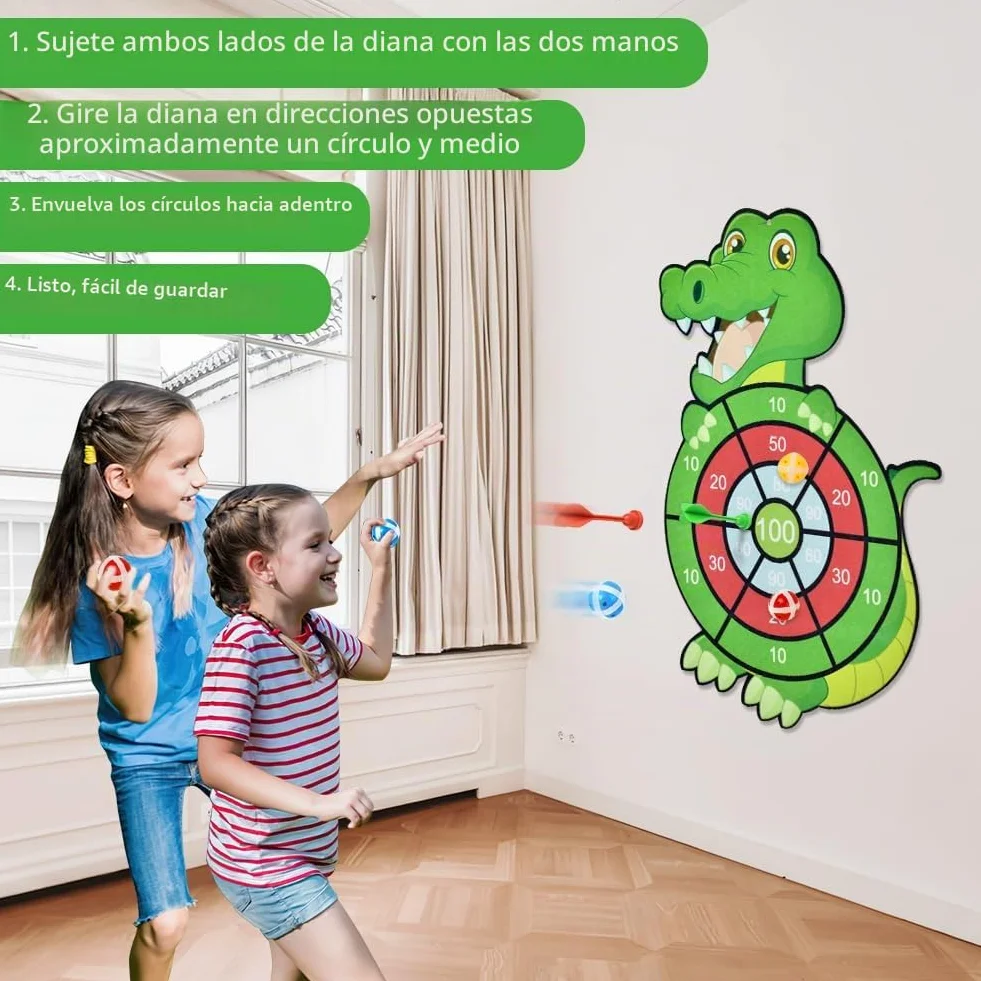 Vicloon Diana Niños 66CM Dardos Doble Cara Juego Tablero 12 Bolas Adhesivas Pistola Aire