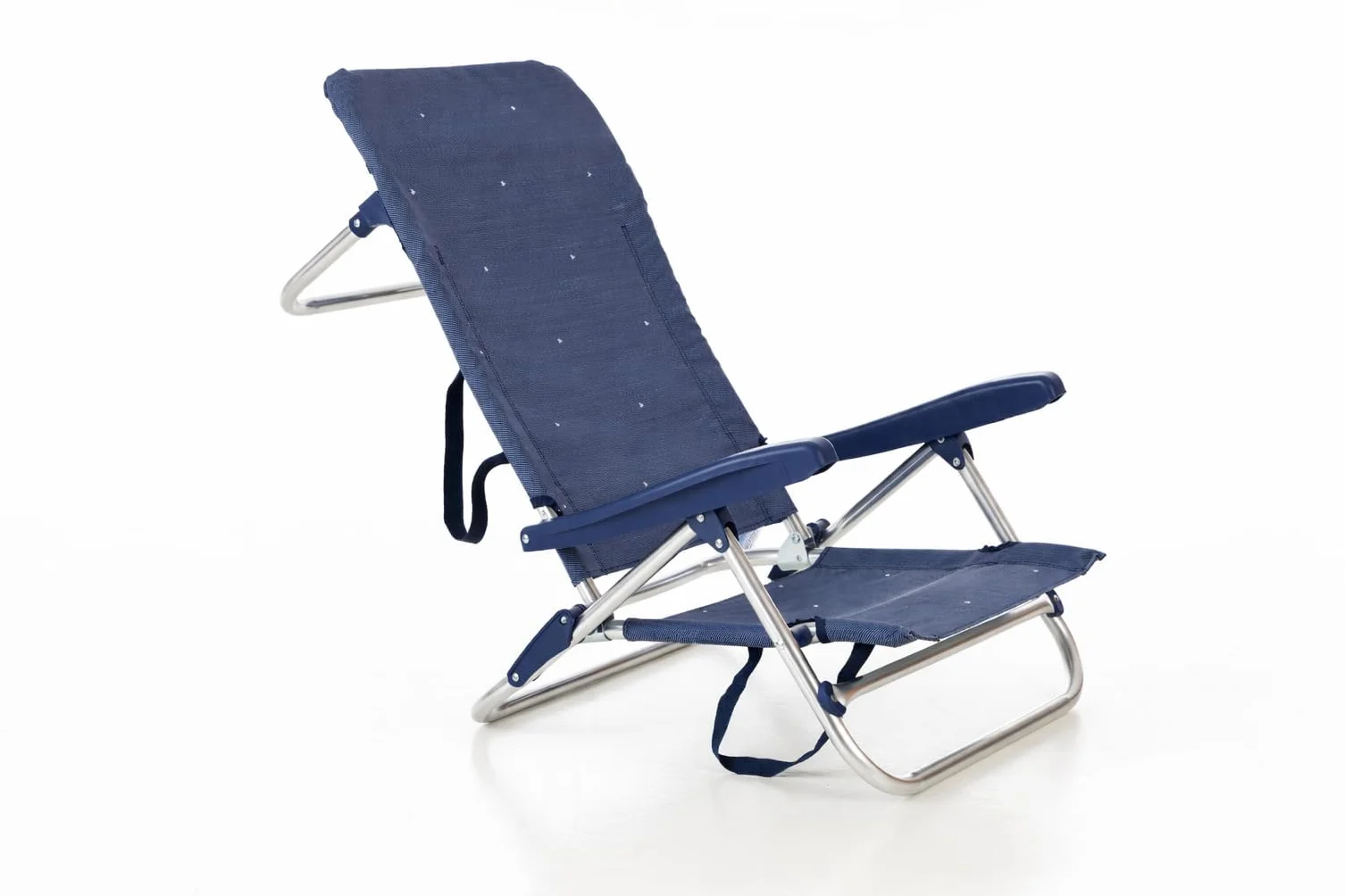 Creaciones Llopis Silla de Playa, Piscina, Camping o Jardín Plegable y Reclinable Diferentes Tamaños Aluminio Brillo 5 Posiciones (Silla Baja)