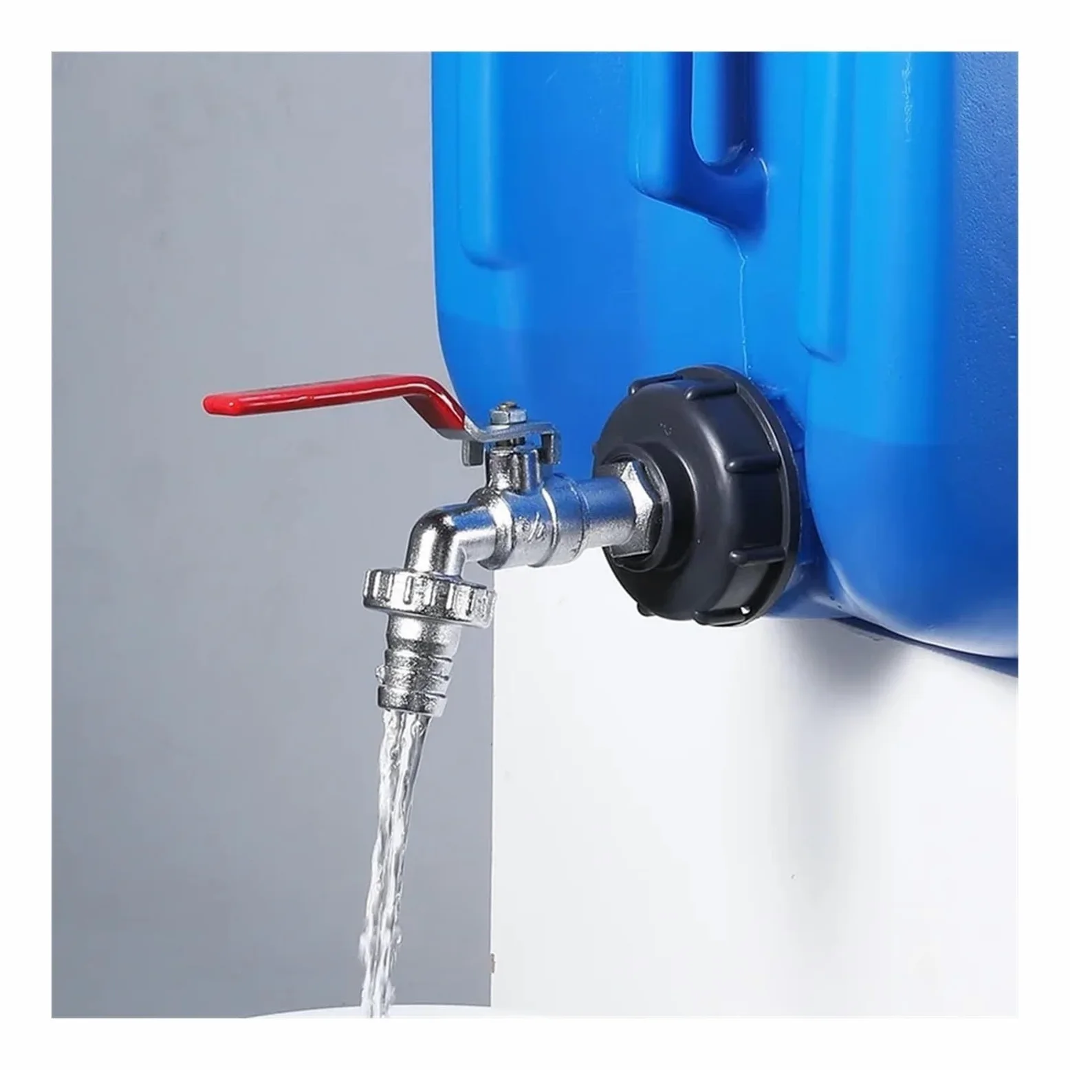 Conector de grifo de tanque IBC de rosca gruesa S60x6 x adaptador de acoplamiento de agua de 1/2'' a 3/4'', 1000 l, 1 unidad,Grifos para depósitos de agua(G3082a 1 2)