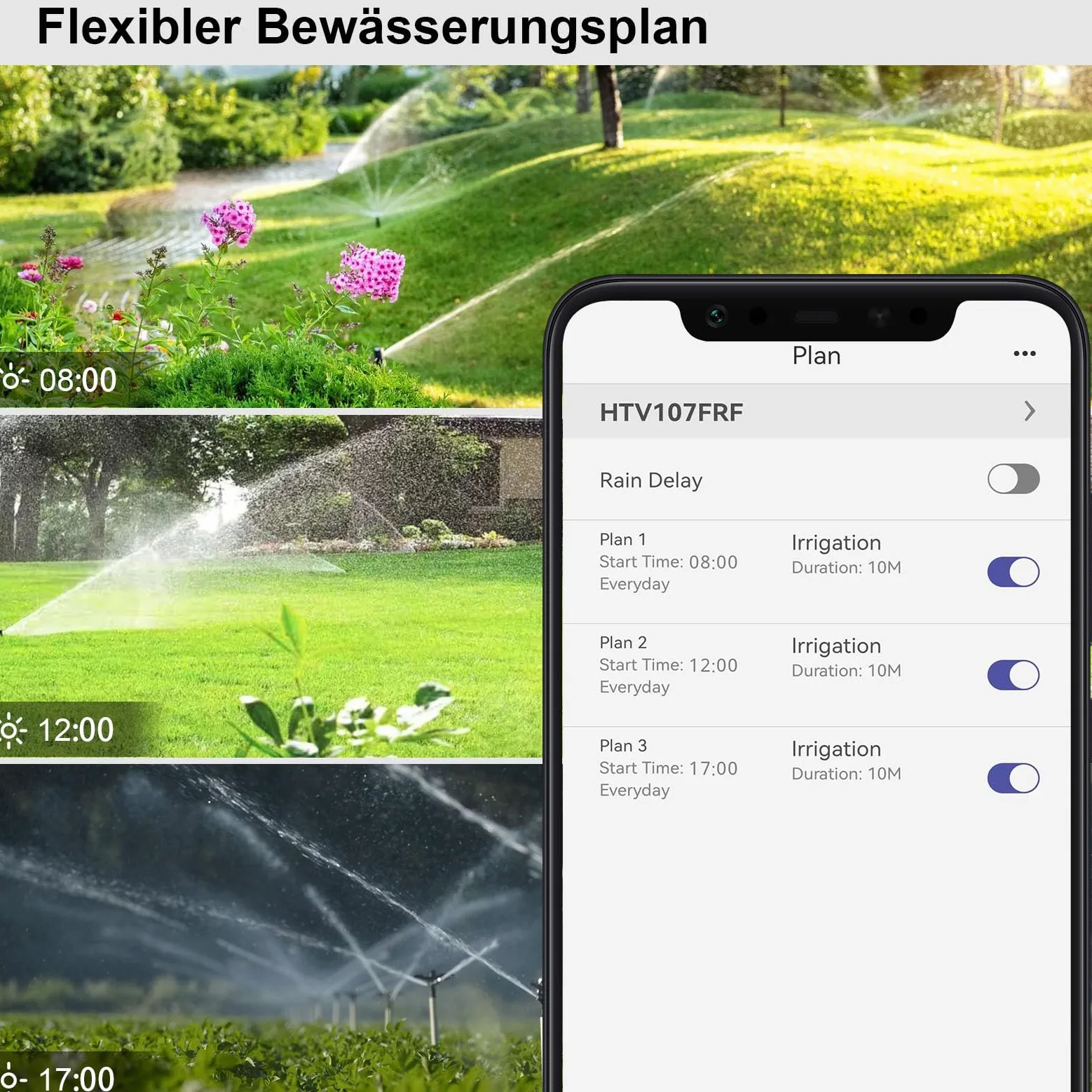 Ordenador de riego, Temporizador Inteligente de riego automático, Temporizador de Agua WiFi para aspersor de césped, con aplicación y Control del Consumo de Agua, para jardín