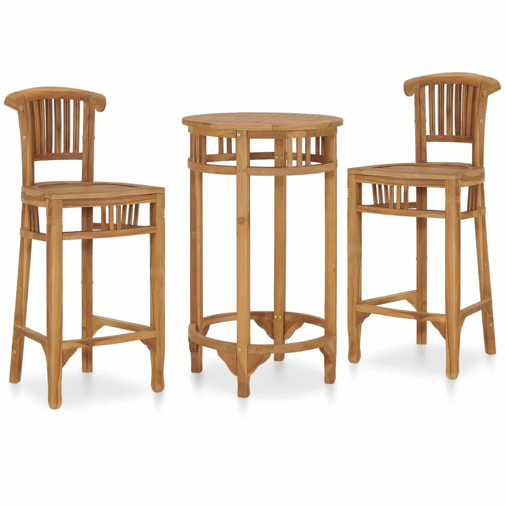 vidaXL Set Mesa y Sillas de Bar de Jardín 3 Piezas Conjunto Casa Exterior Comedor Aire Libre Asientos Sillones