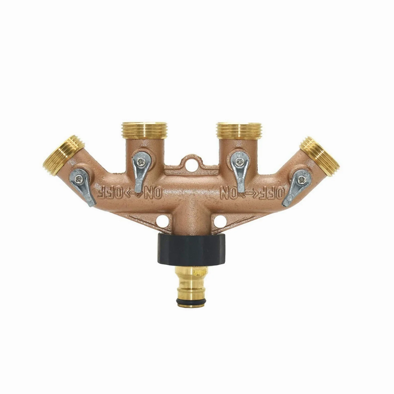 Accesorios para tuberías de riego, Accesorios de riego por Goteo Conector rápido Grifo jardín Cuatro vías roscado 3/4 Pulgada