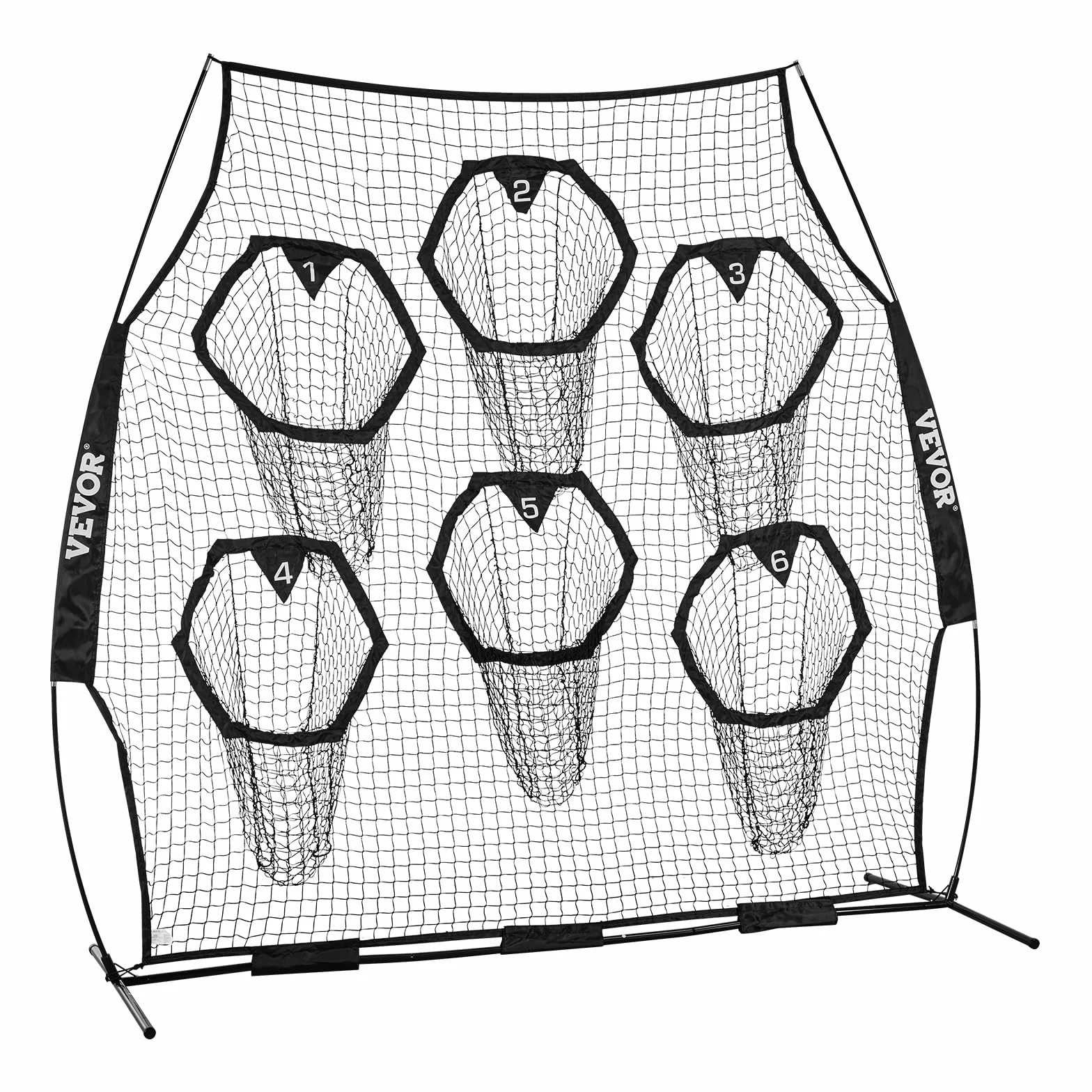 VEVOR Red de Lanzamiento para Entrenador de Fútbol, 274 x 106 x 243 cm, 6 Bolsillos, Negro