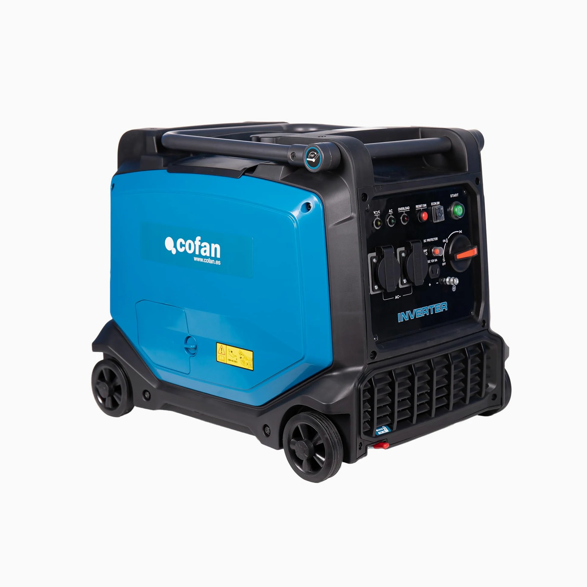 Cofan Generador de gasolina | Potencia máxima: 3,8 kVA | Motor de 4 tiempos | Generador inverter portátil | Autonomía de 5,7 horas | 223 cc