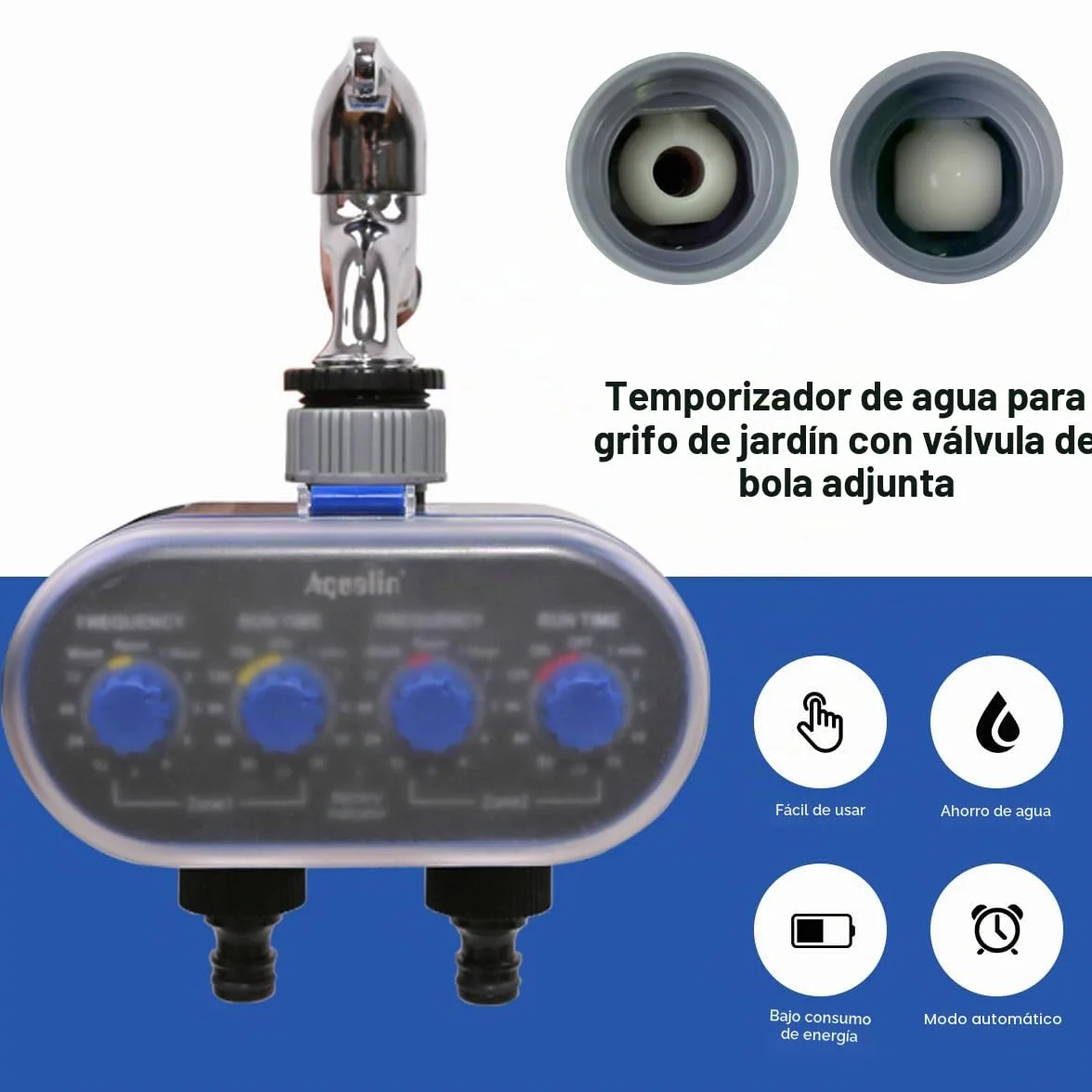 Programador de riego Temporizador de riego con 2 Salidas Independientes