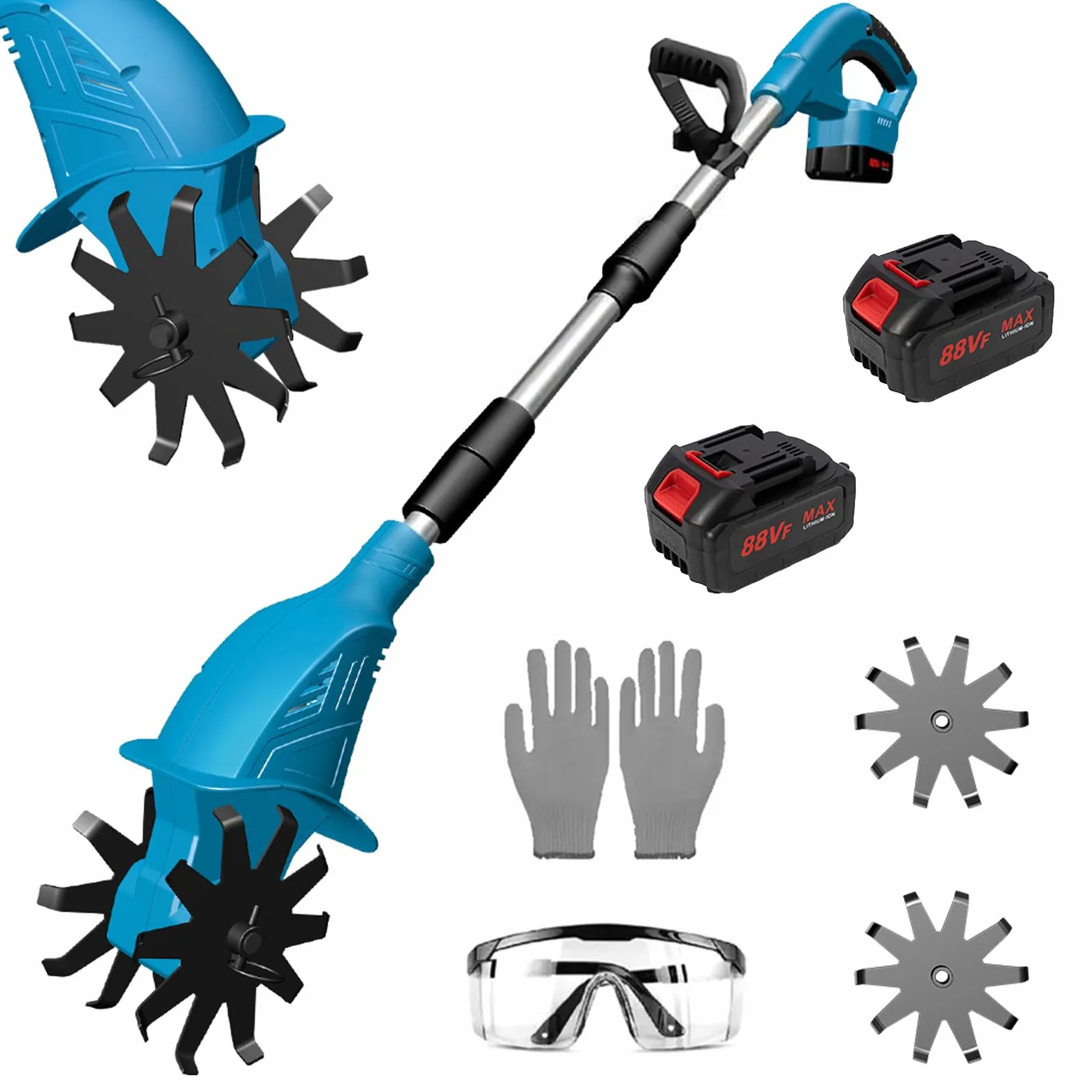 Cultivador a batería para baterías Makita de 18 V, motocultivador eléctrico de 300 W para la labranza y la jardinería, con 10 cm de Ancho de Trabajo y 15 cm de Profundidad de Trabajo, 360 RPM