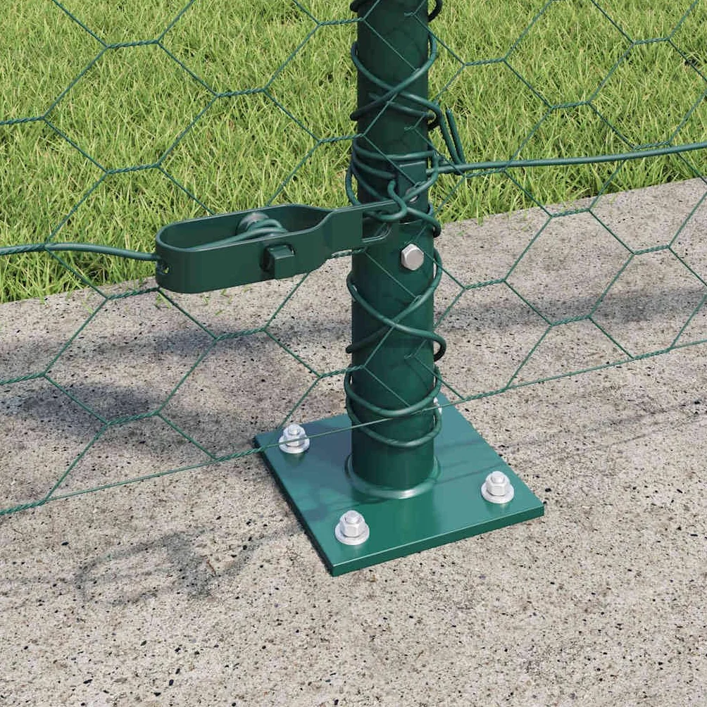 Valla de alambre soldada con base de hormigón, color verde, 100 x 1 m, acero recubierto de PVC, incluye postes y tensores, resistente a la intemperie para jardín, terraza y exterior