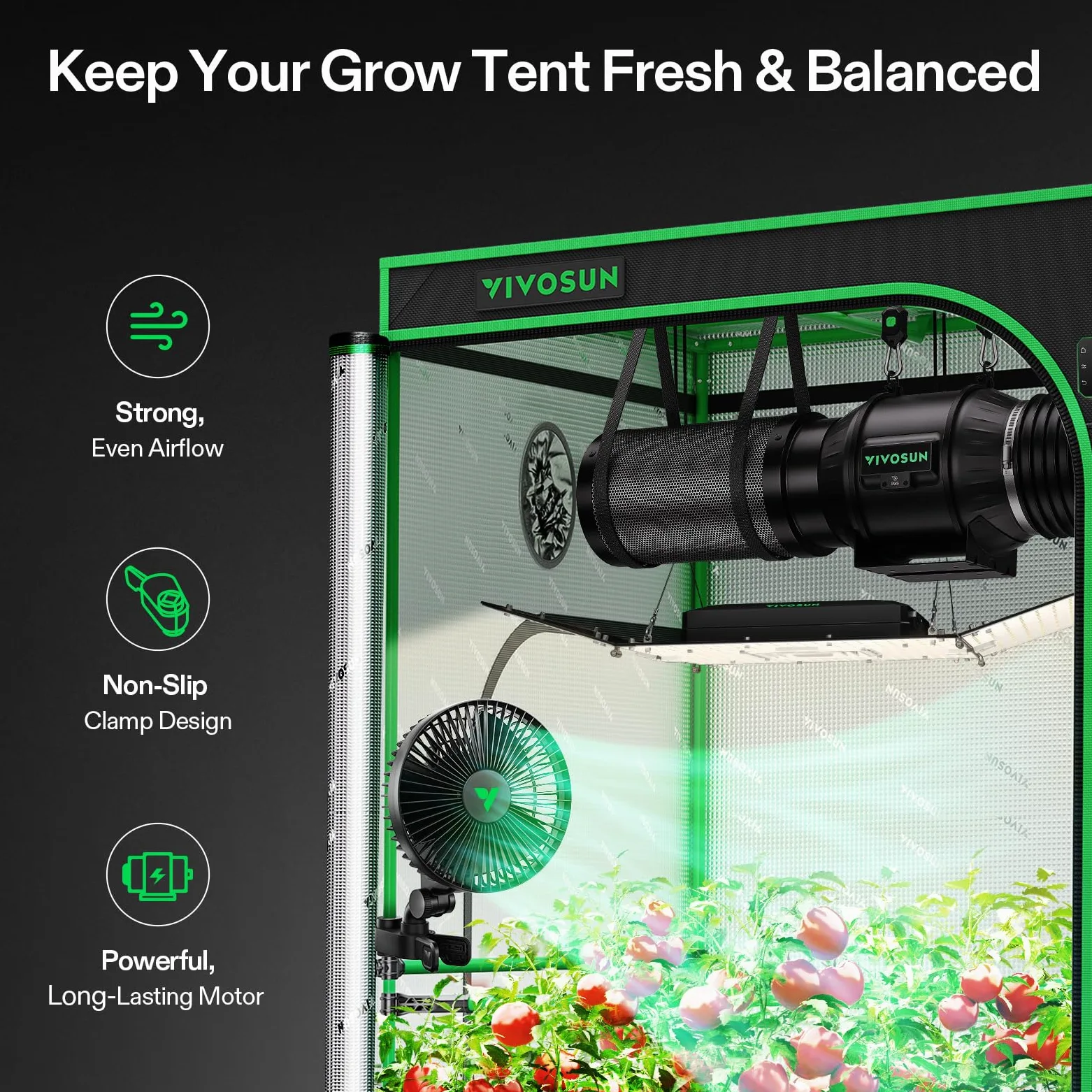 VIVOSUN AeroWave A6 Ventilador con Clip 150 mm, Oscilación Automática, Silencioso y Potente, Clip Estable Antideslizante, Ventilador de Circulación para Grow Tent e Hidroponía, Pack de 2