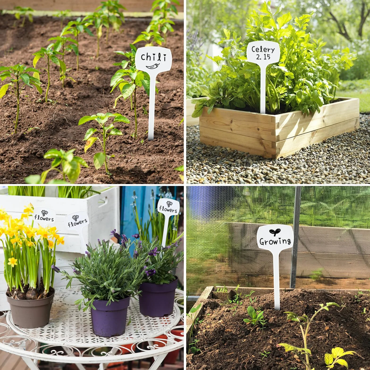 KINGLAKE 50 piezas 28.5cm etiquetas de plástico para plantas de exterior de altura etiquetas para huertos, blanco