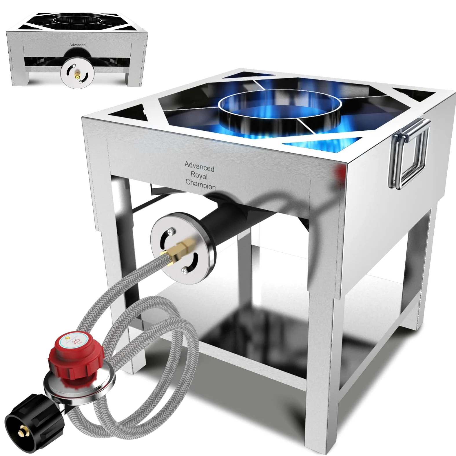 ARC - Quemador de propano de 200,000 BTU con patas plegables, cocina de gas de acero inoxidable resistente para freír pavo, hervir mariscos y elaborar cerveza casera, regulador de alta presión de 20