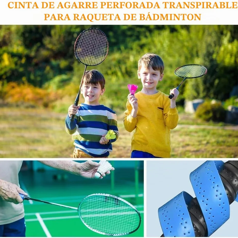 6 Bandas de Agarre para Raquetas de Tenis, Bádminton, Squash, Cinta Autoadhesiva Antideslizante