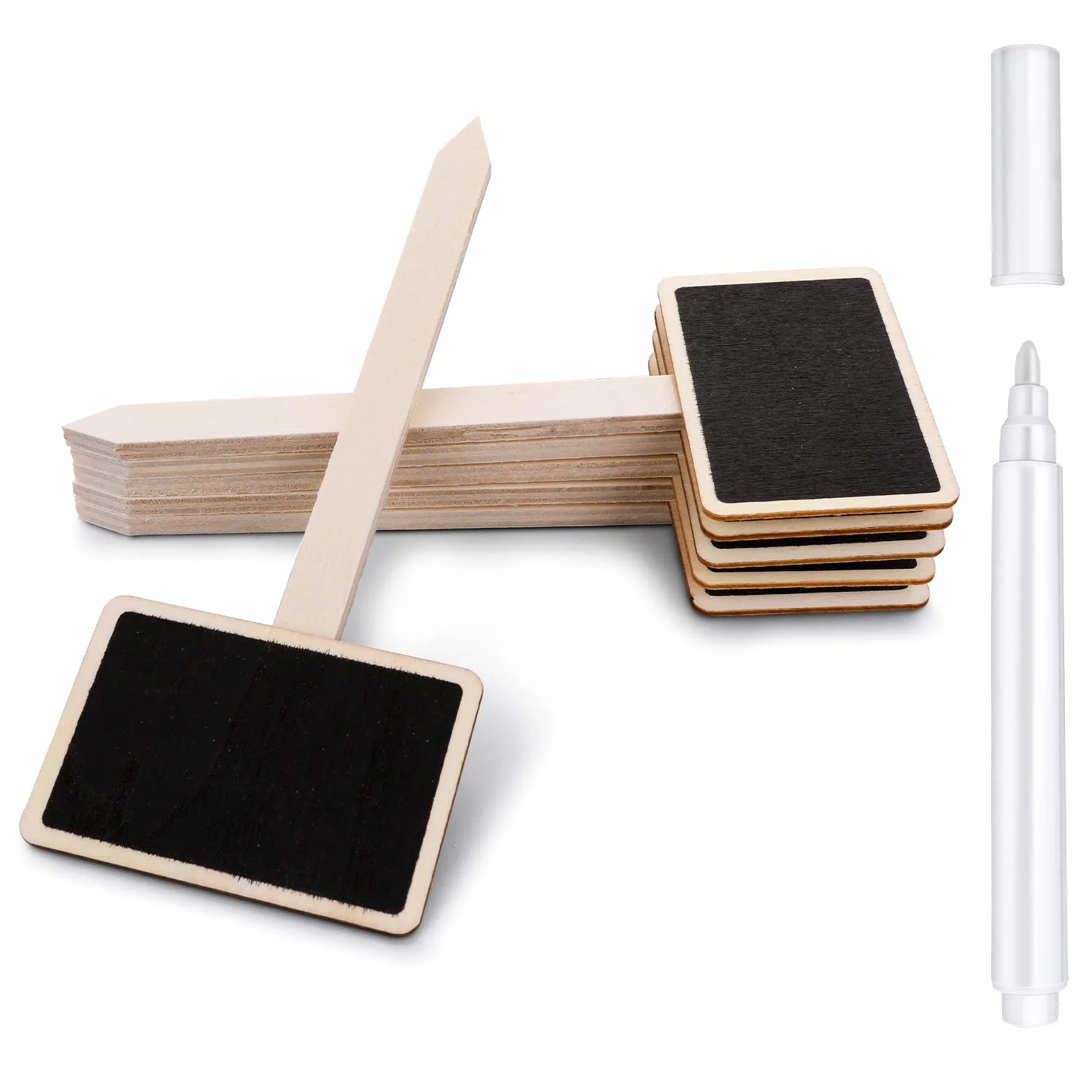 20 etiquetas de madera para plantas tipo T, marcador de plantas de jardín, etiquetas de plantas de jardín con bolígrafo de marcado para plantas de interior y exterior, semillas en maceta, hierbas,