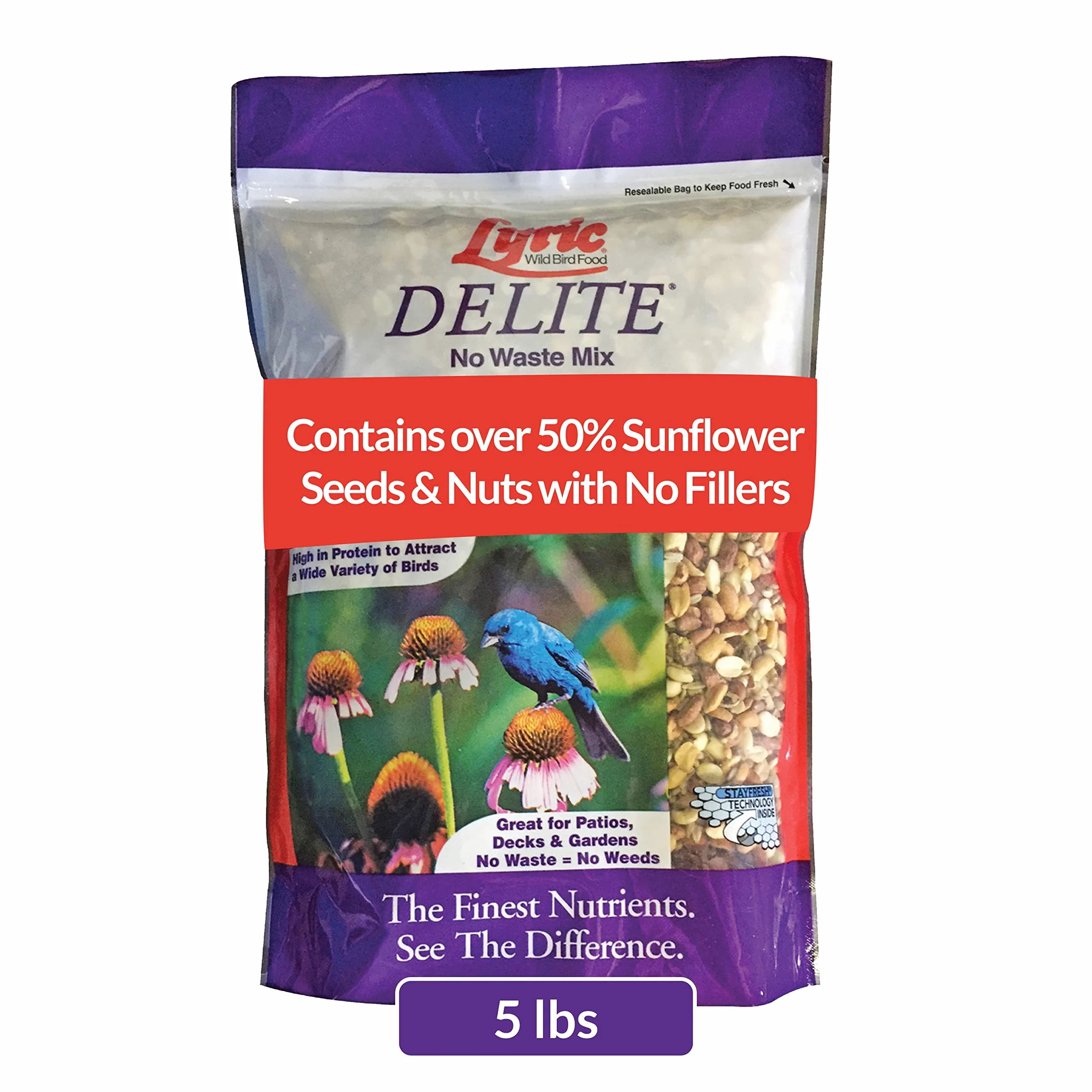 Lyric 2647403 Delite - Mezcla para aves silvestres sin residuos de alta proteína, 2,3 kilos