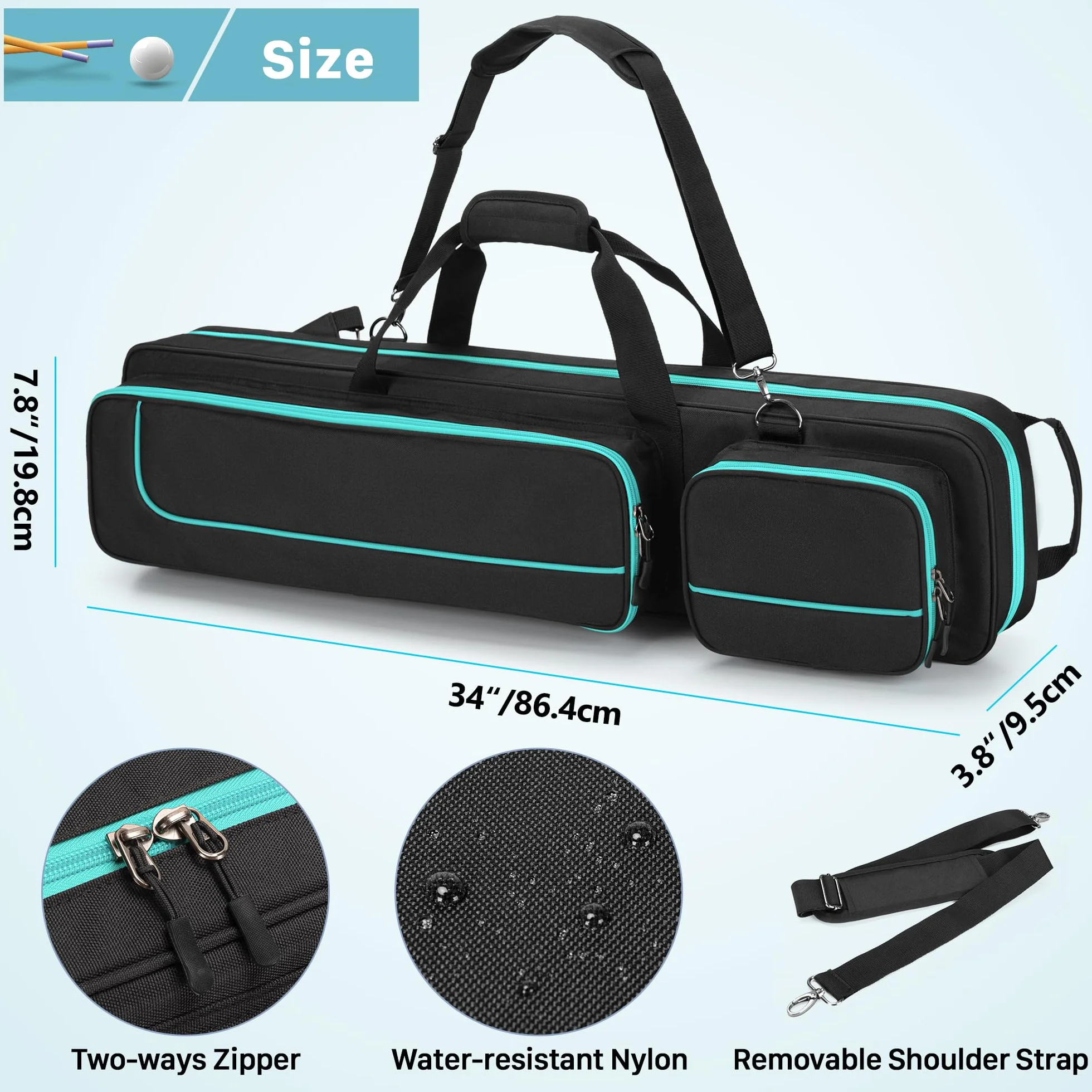 GOBUROS Estuche para Tacos de Billar 4x4 con Capacidad para 4 Colillas y 4 Ejes
