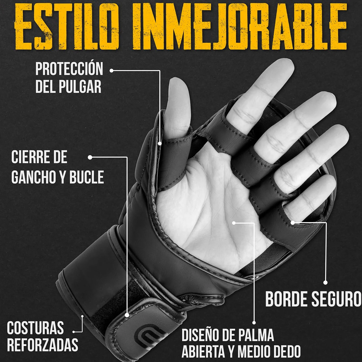 EVO Fitness Guantes MMA Cuero Sparring Karate Grappling Muay Thai Entrenamiento Artes Marciales Lucha Boxeo