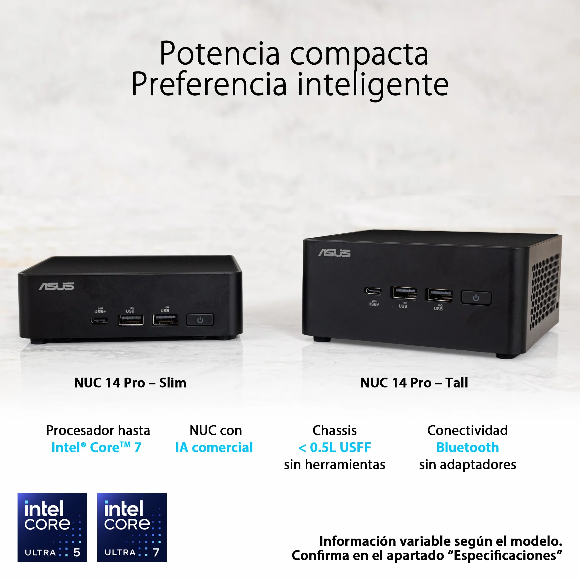 ASUS NUC 14 Pro Ordenador de sobremesa Barebone Intel Core Ultra 5 125H Intel ARC Graphics Slim