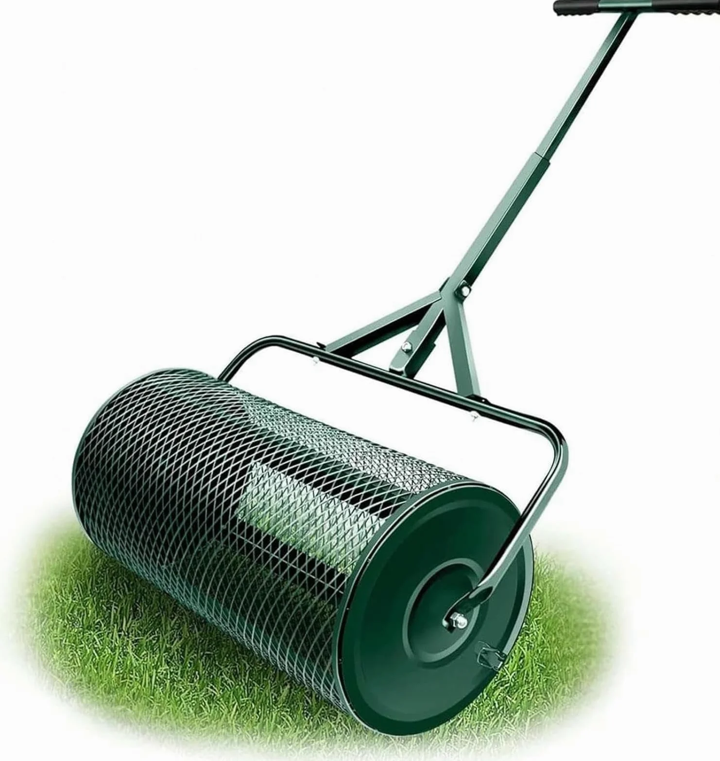 Esparcidor de abono de jardín, distribuidor de malla de metal ligero, resistente al óxido, esparcidor de turba para césped y jardín, ideal para distribución uniforme de compostaje