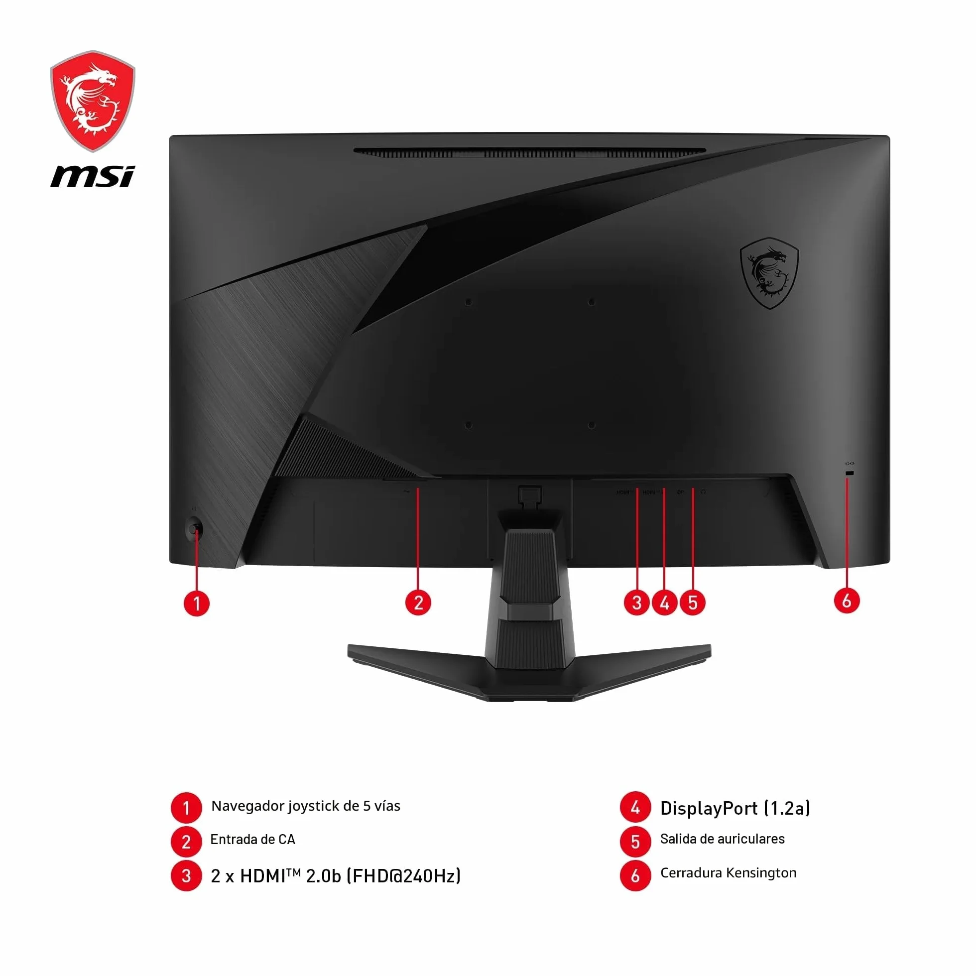 MSI MAG 27C6F Monitor Curvo Gaming 27" FHD 1920x1080 VA 180Hz 0.5ms GtG Adaptive Sync DP 1.2a HDMI CEC