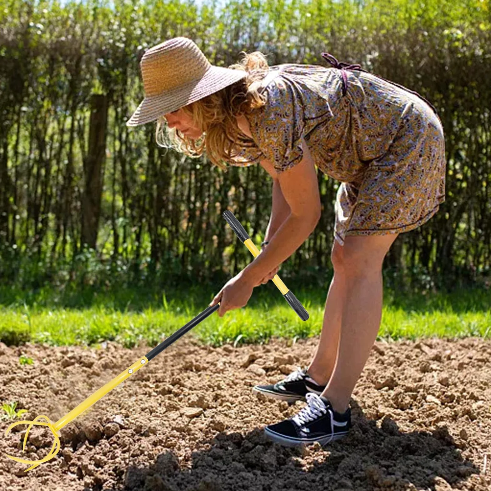 Motoazada manual, herramientas manuales de jardinería, azada de jardín desmontable, cultivador giratorio con cultivador giratorio, herramienta de jardinería diseñada para trabajar eficientemente el