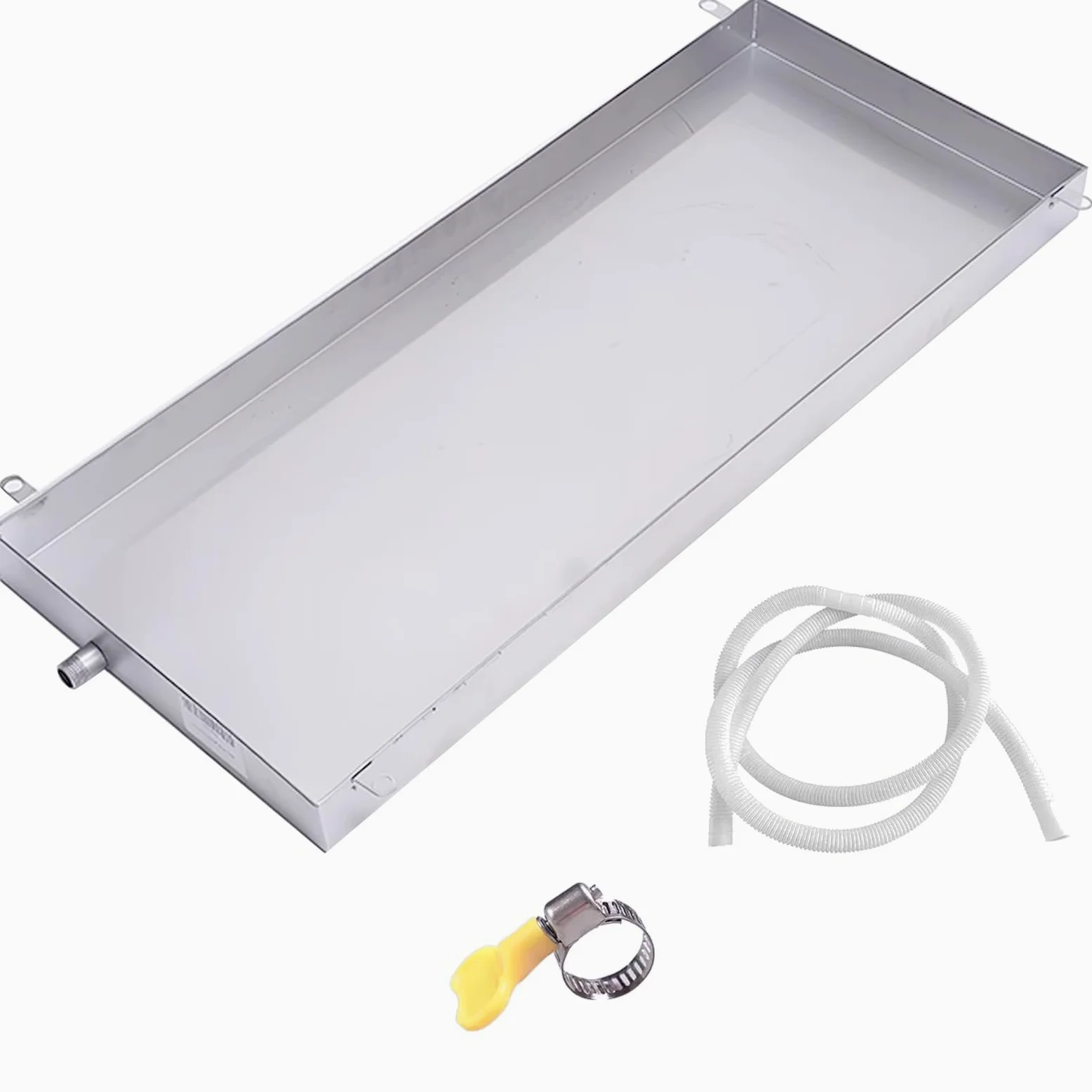 Bandeja de goteo de aire acondicionado con drenaje de acero inoxidable 304 grueso, incluye manguera de agua de 300 cm, se puede utilizar como bandeja, bandeja de goteo o bandejas de recogida de aceite