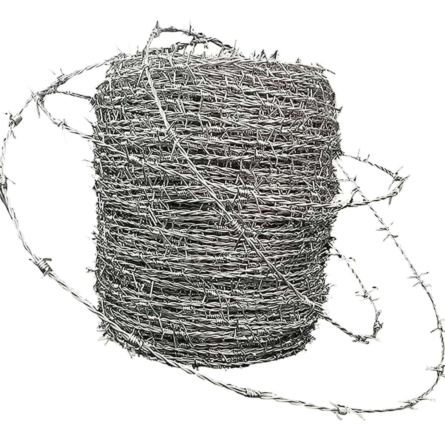 Rollo De Alambre De Púas, Alambre Espino Galvanizado Alambre De Espino Anti-Escalada Anti-Robo Malla De Alambre Valla Aislamiento De Espinas Medidas De Seguridad (1.8mm 200M)