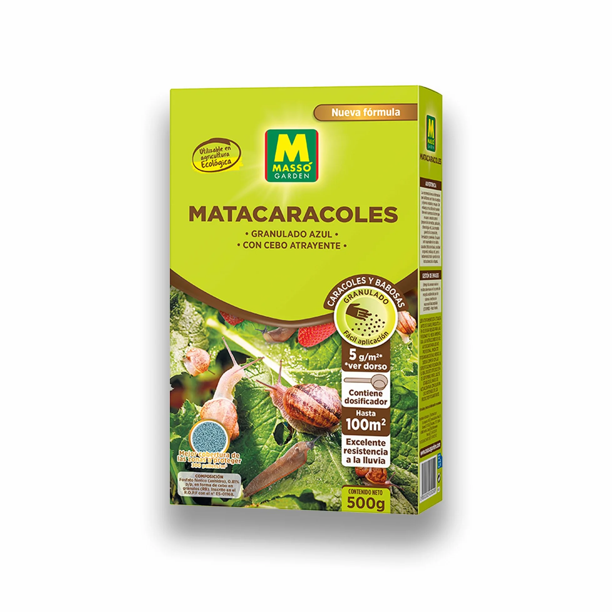 Cebo Granulado Matacaracoles para Eliminar Caracoles y Babosas de 500 G ECOLÓGICO para 100 m2 | Excelente Resistencia a la Lluvia | Granulado Azul con Cebo Atrayente | Nexum Market
