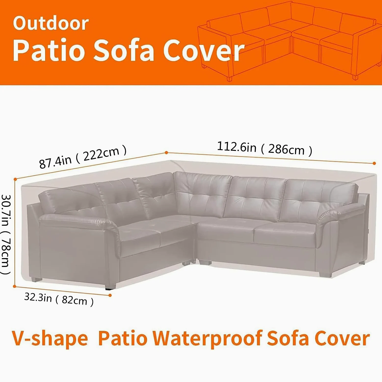 Fundas de sofá de jardín en Forma de L, Tela Oxford 420D, Impermeable Funda Sofa para Exterior, Funda para Muebles de Jardín, para Jardin Sofá Seccional (222x286x78cm,Blanco)