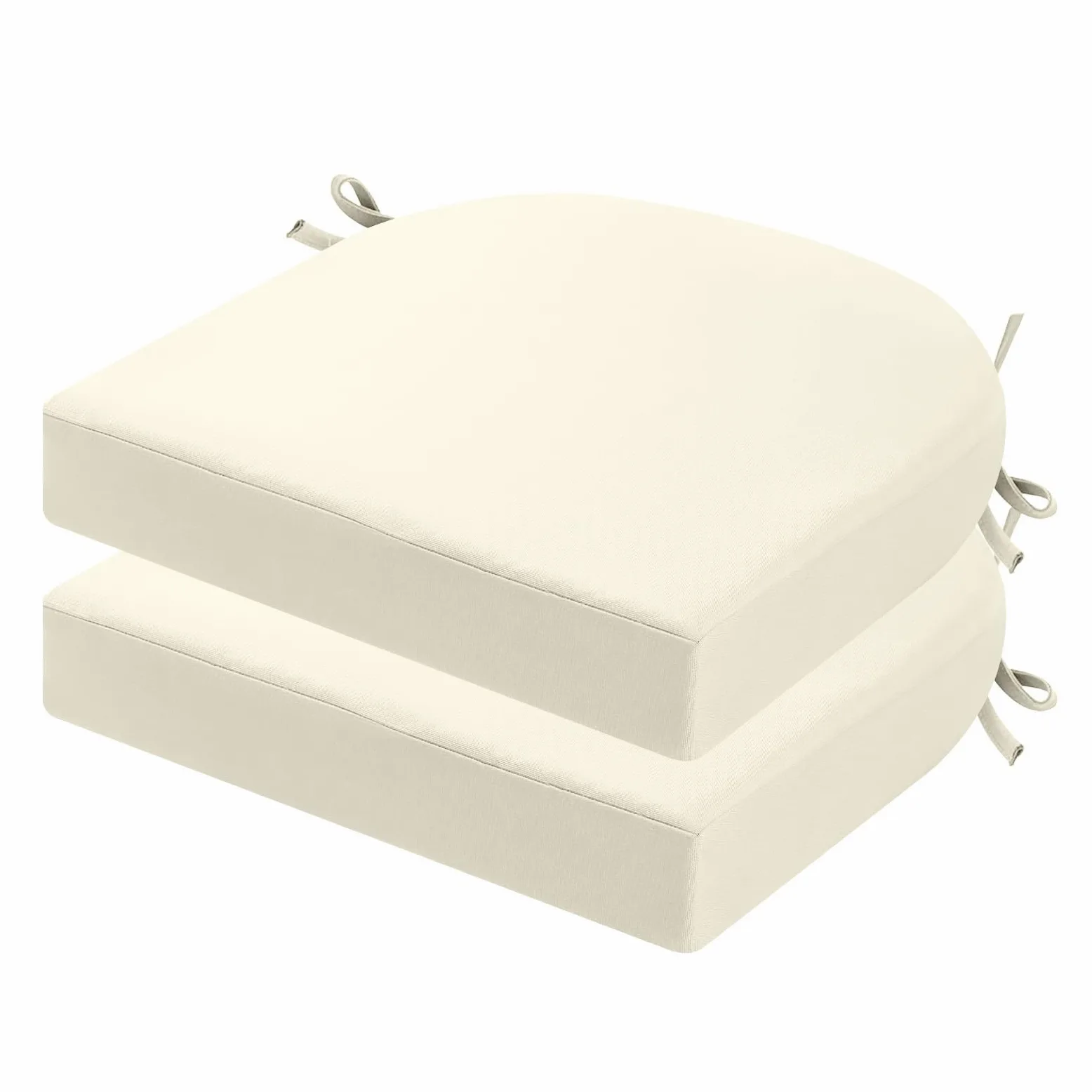 Juego de 2 cojines para sillas de jardín de exterior de 7 cm de grosor, impermeables, con lazos, para muebles de exterior, almohadillas para sillas de comedor en forma de U, 50 x 50 cm