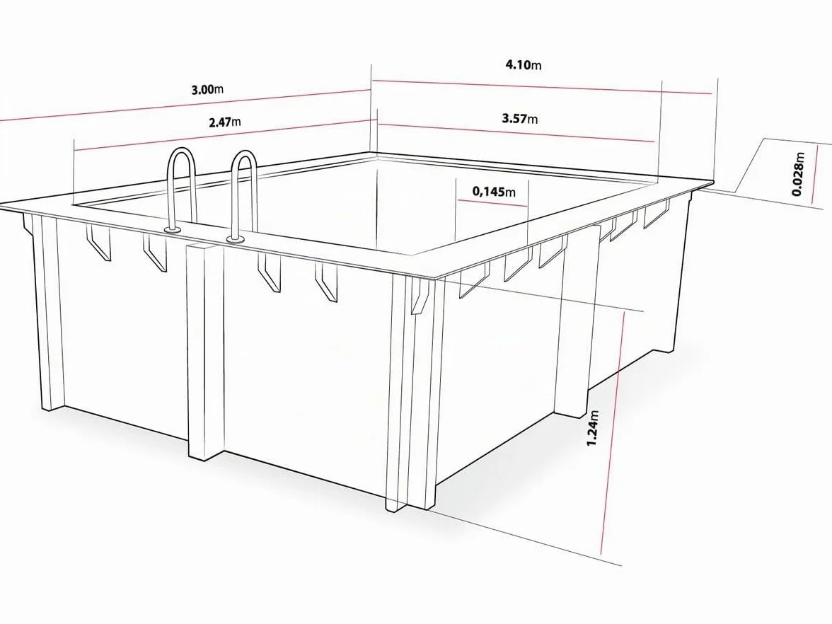 Piscina Rectangular de Madera Caimanes 140-4,10 x 3,00 x 1,39 m