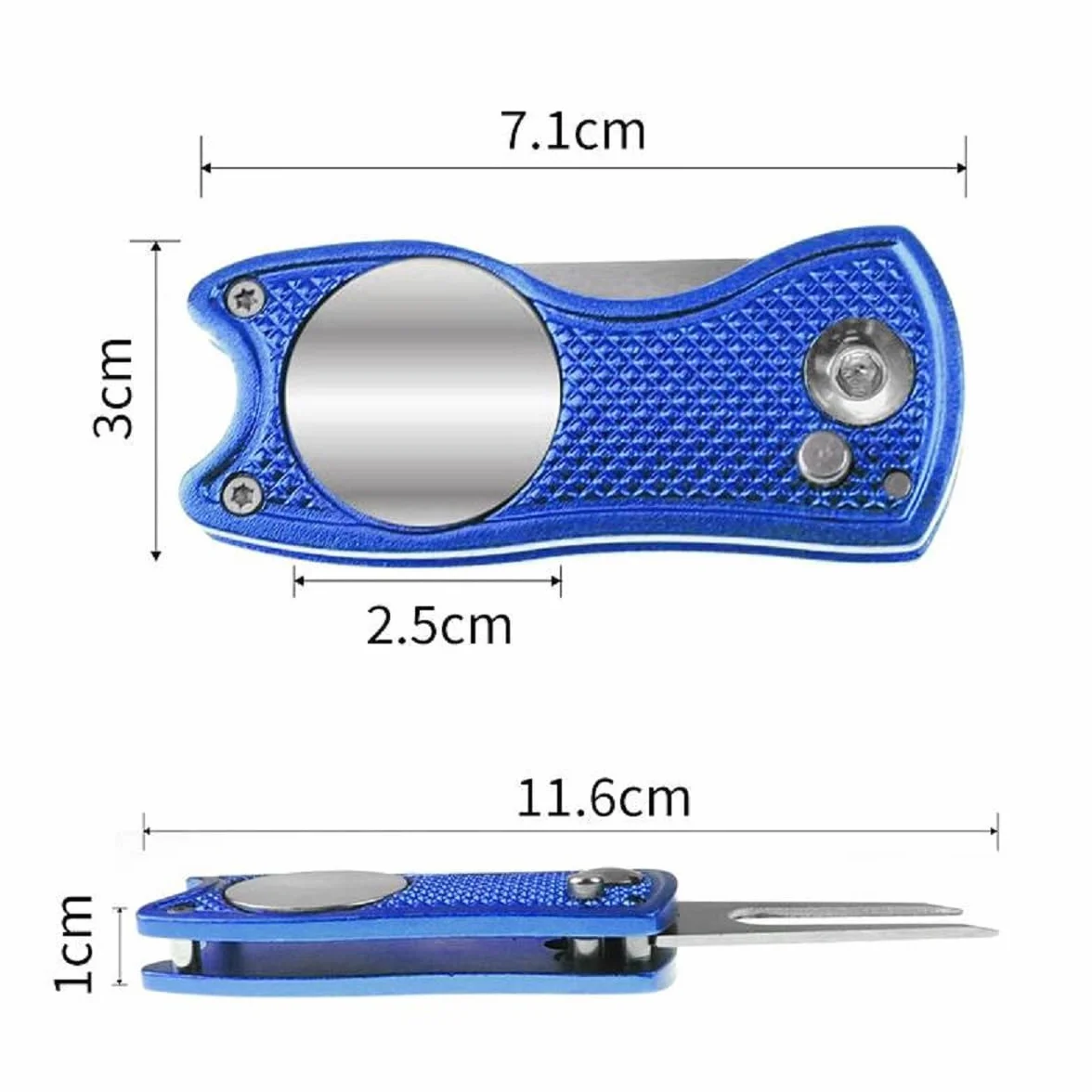 Pitch Fork Golf Arreglapiques Plegable 2PC Horquilla Campo Golf con Mosquetón Herramienta Reparación Divot