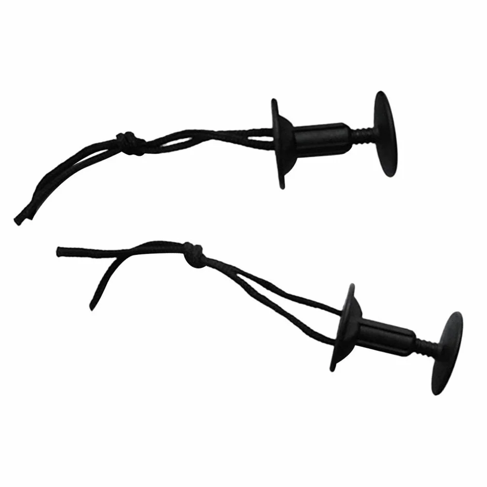 Tapones de correa para tabla de surf, bodyboard, softboard y SUP, color negro, con cordón