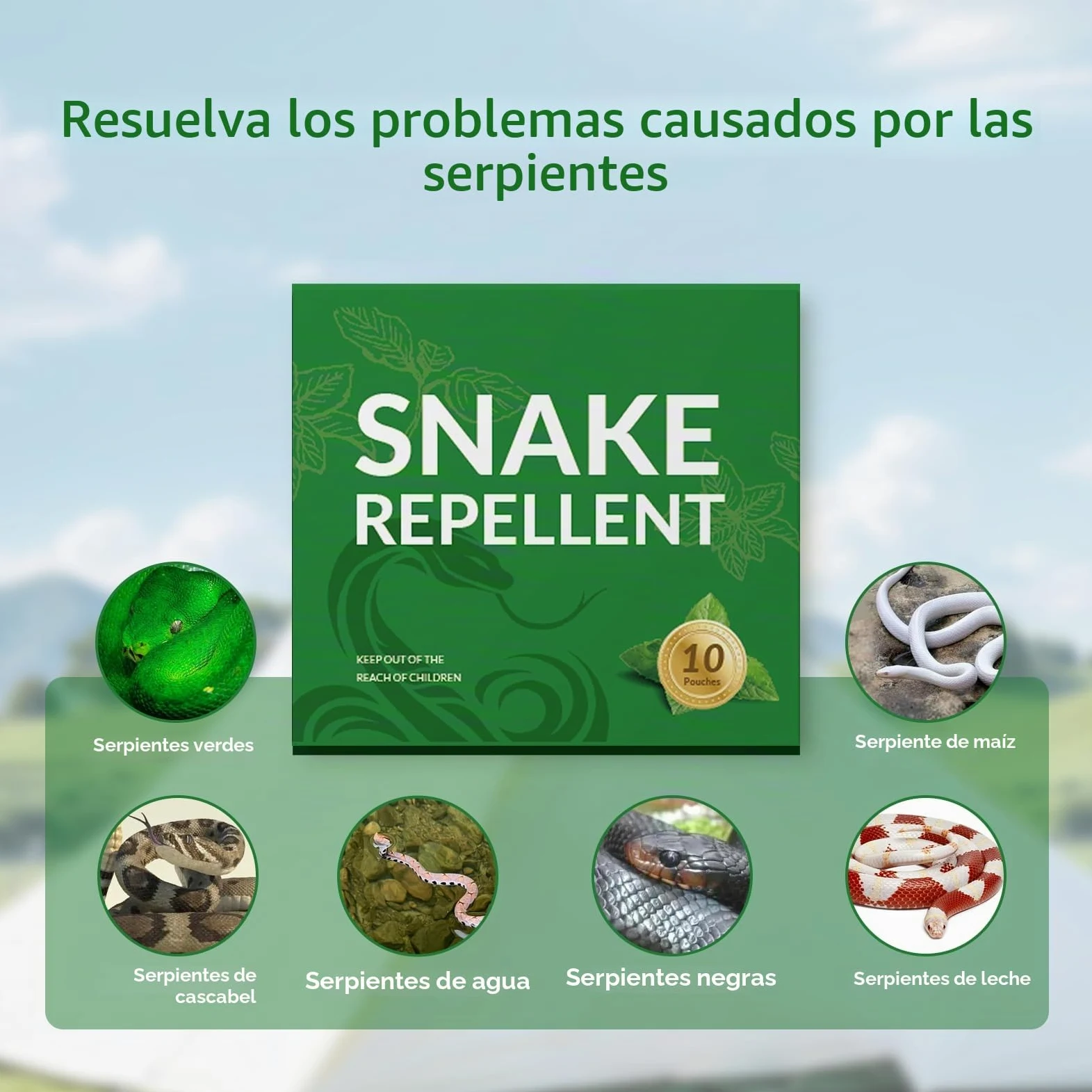 Repelente de serpientes para patio, potente repelente de serpientes para exteriores, seguro natural para niños y mascotas, disuasorio de serpientes para patio, eficaz repelente de serpientes para