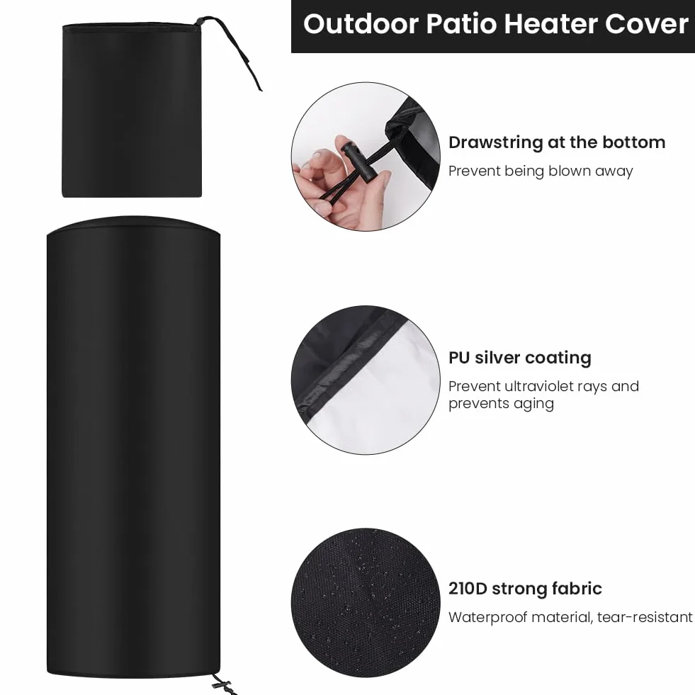 AOOWU Cubierta del Calentador a Prueba de Agua Patio, 210D Cubierta del Calentador de Gas De Tela Oxford con Cordón Ajustable, Resistente al Viento Cubierta del Calentador (50X50X120CM)
