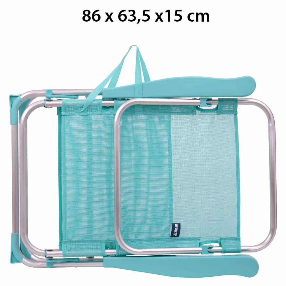 LOLAhome Silla de Playa Alta Plegable y reclinable de 4 Posiciones de Aluminio y textileno Aguamarina de 62x55x100 cm