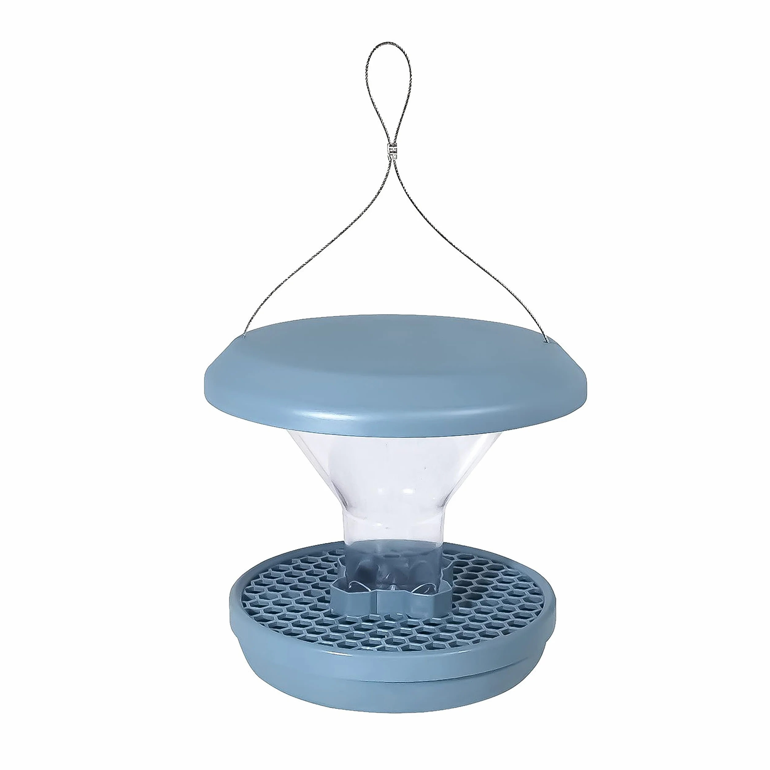 SWISSINNO Comedero para Pájaros Colgante – Davos Smart Birds - Dispensador con Bandeja - Tolva Segura contra Roedores - para Jardín y Balcón - Azul Claro