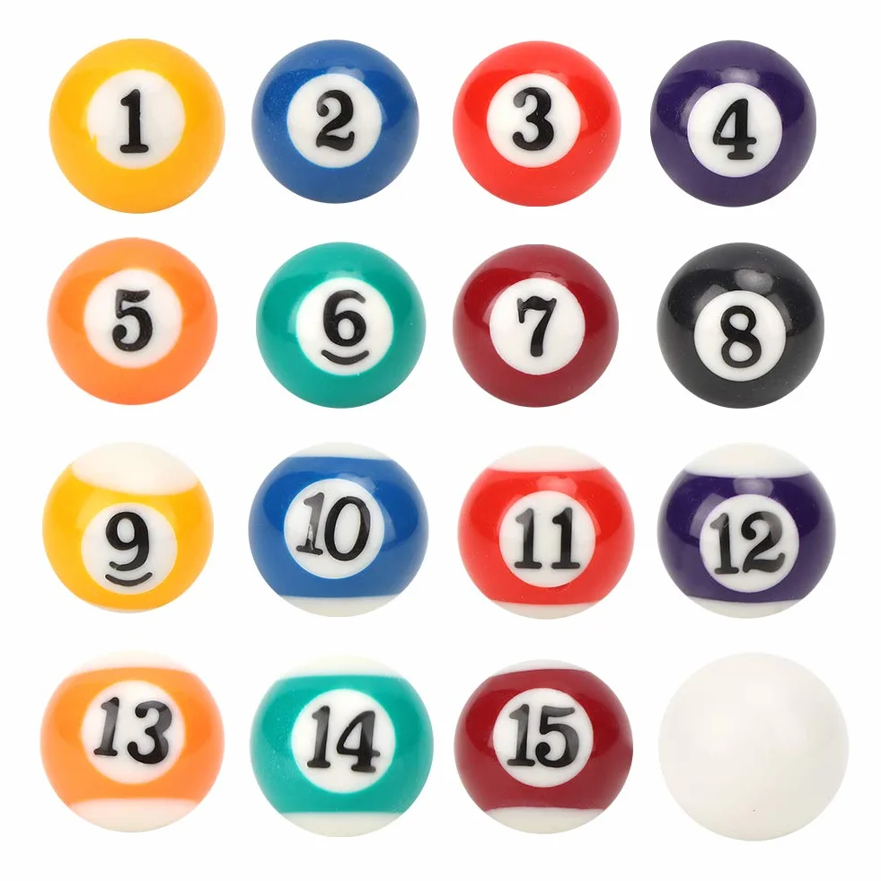 MAGT Mini Bola de Billar 16PCS 2,5 cm Resina Portátil Accesorio de Mesa de Billar