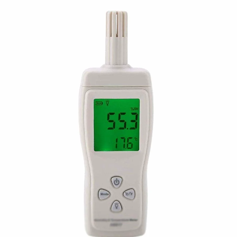 Psicrómetro Digital - Portátil de luz de Fondo Medidor de Temperatura del medidor de Humedad con Punto de rocío y la Temperatura de Bulbo húmedo