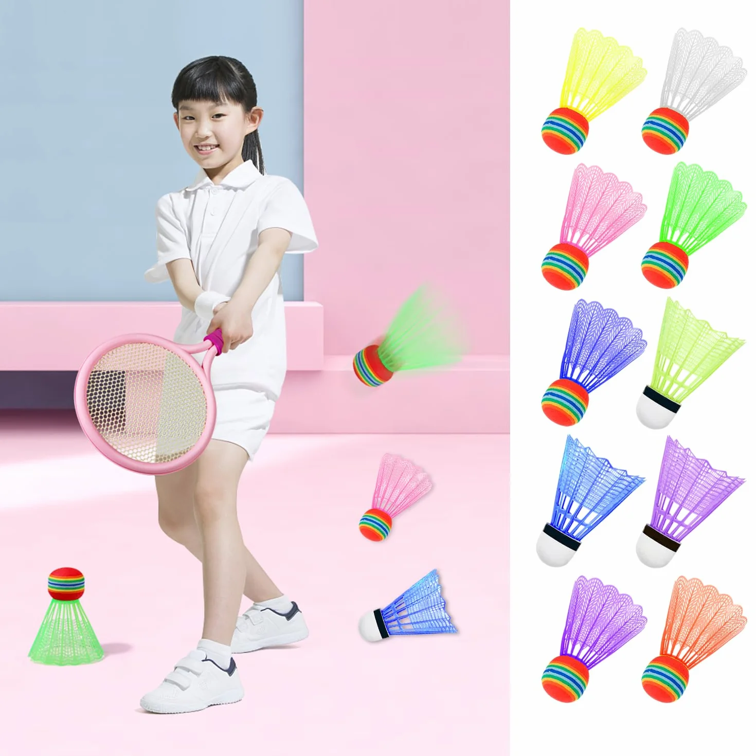 MEMOFYND Bádminton de plástico colorido, duradero para interiores y exteriores, entrenamiento y juegos
