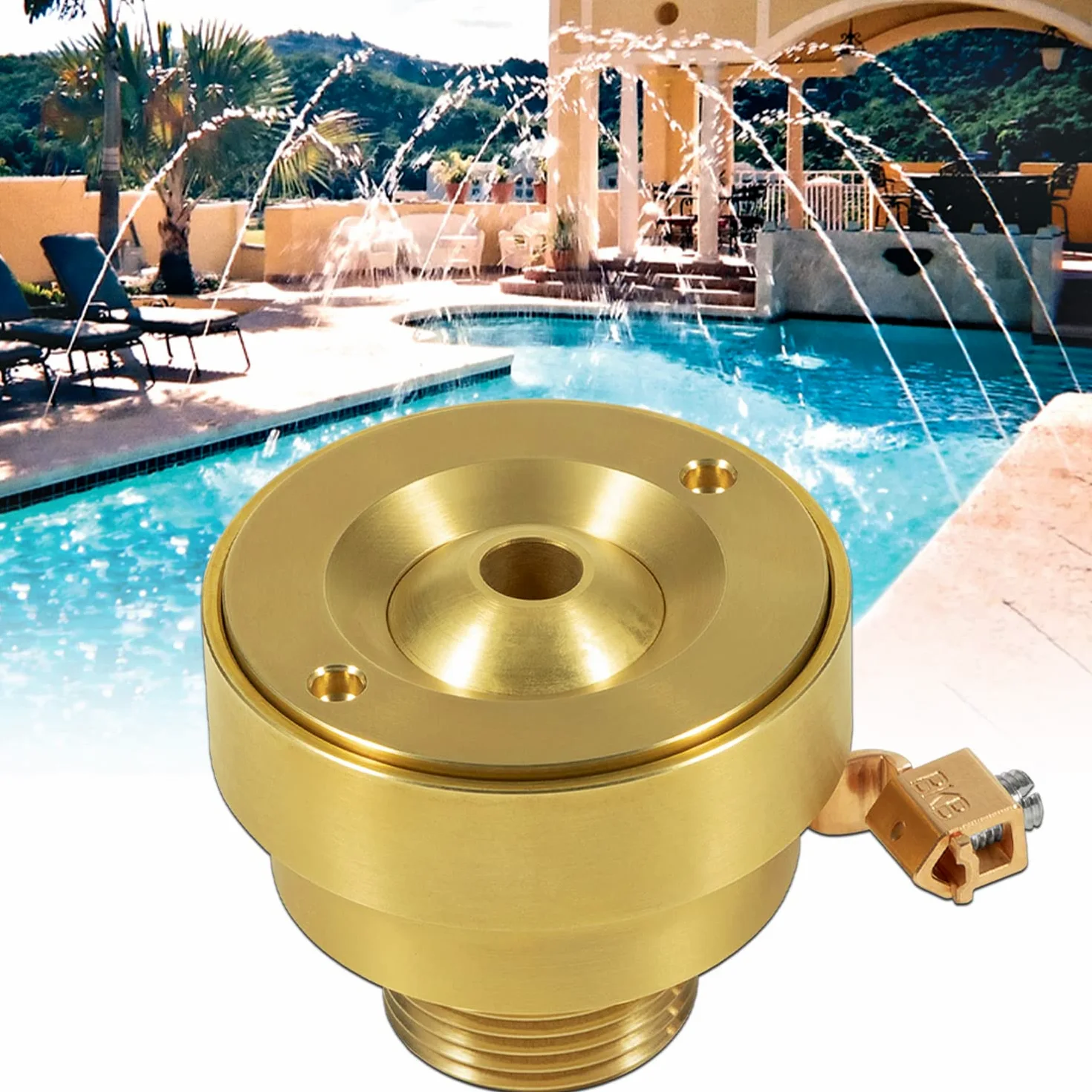 Boquilla de corona de latón para piscina, spa, cubierta de chorro con lengüeta de tierra