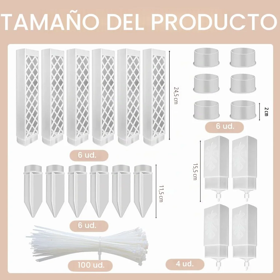 Moss Pole,6 Piezas Tutores para Plantas Trepadoras,Tutor Monstera,6 Tutor Musgo Plastique, 4 Alfileres, 4 Botellas de Goteo, 4 Diafragmas de Reproducción, 100 Bridas,para Hiedra, Monstera, Pothos