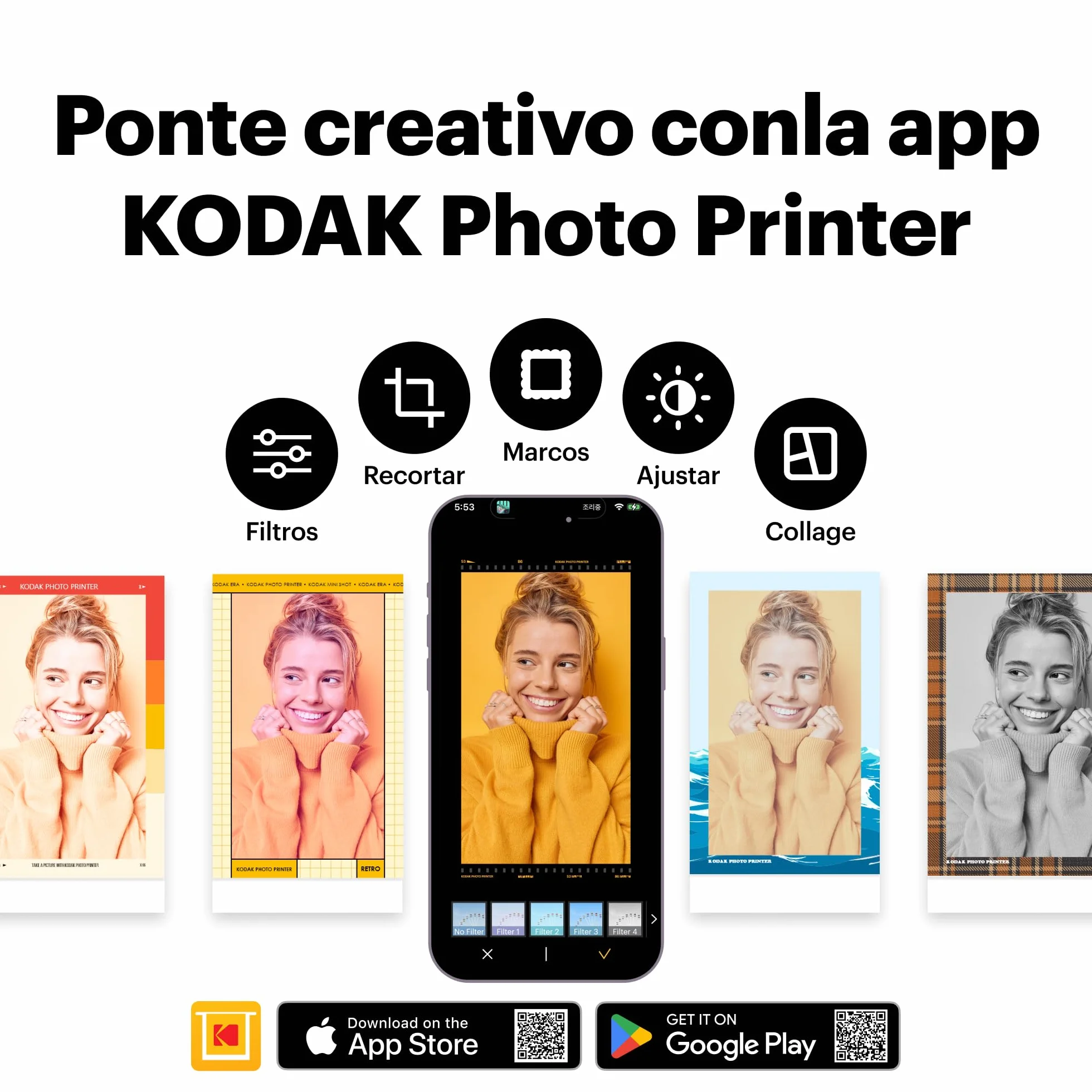 KODAK Mini 2 Retro Impresora Fotográfica 4Pass 54X86mm Bluetooth Blanco