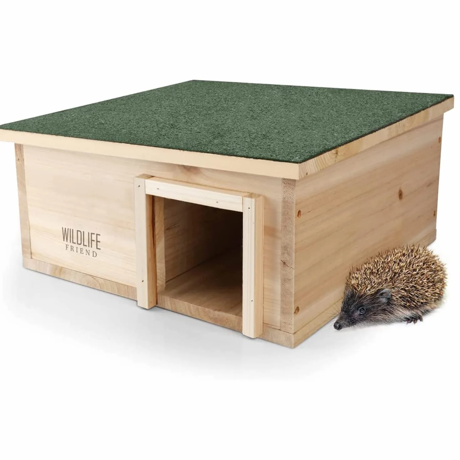 Wildlife Friend Caseta de Madera para erizos, Protege a tu Mascota de la interperie, Casa para jardínes Exteriores, Tamaño 40cm x 40cm x 19cm, Prepara el Nido y Protege a tu Mascota