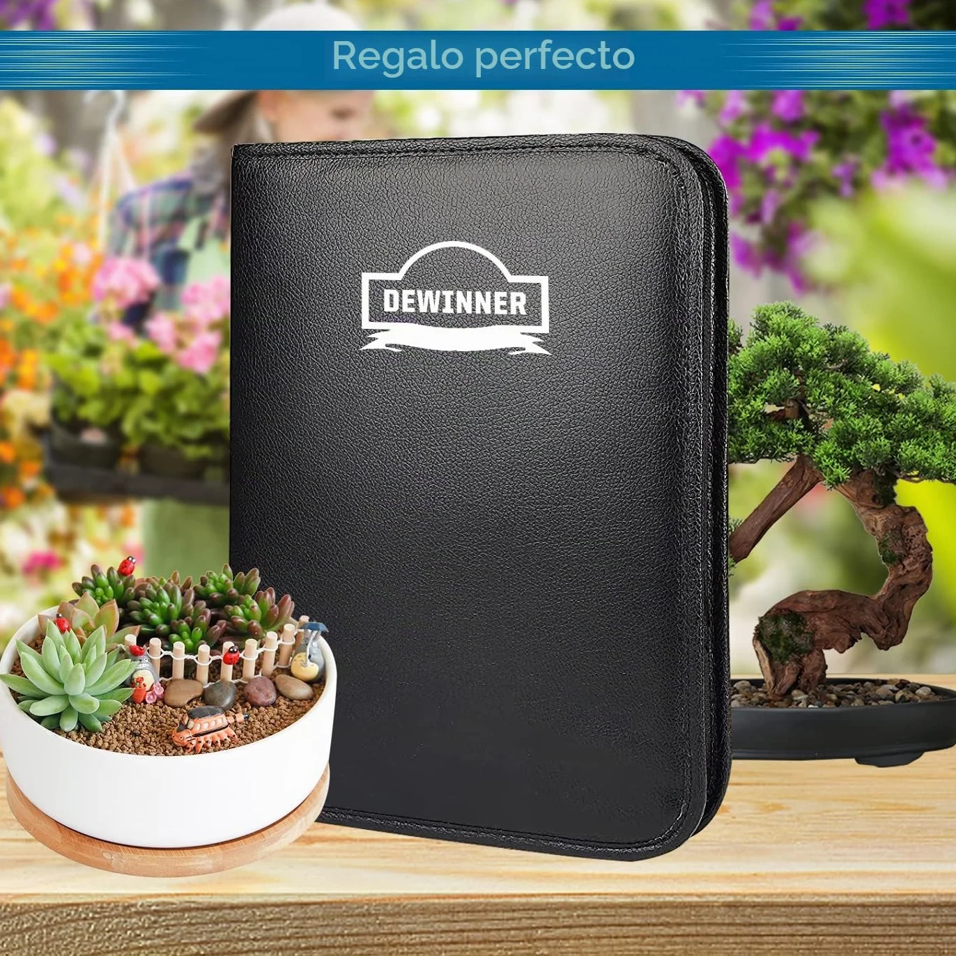 DEWINNER Juego de Herramientas de bonsái, Juego de Herramientas de bonsái, Juego de 24 Piezas de Herramientas de Mano de jardín Incluye Tijeras de poda, Tijeras de bonsái de Acero al Carbono